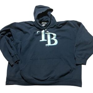 Tampa Bay Rays Oversized Dark Blue Hoodie Distressed and Well Worn Size XXL